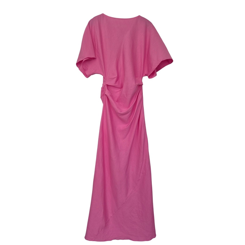 STAUD Hot Pink Ruched Maxi Dress